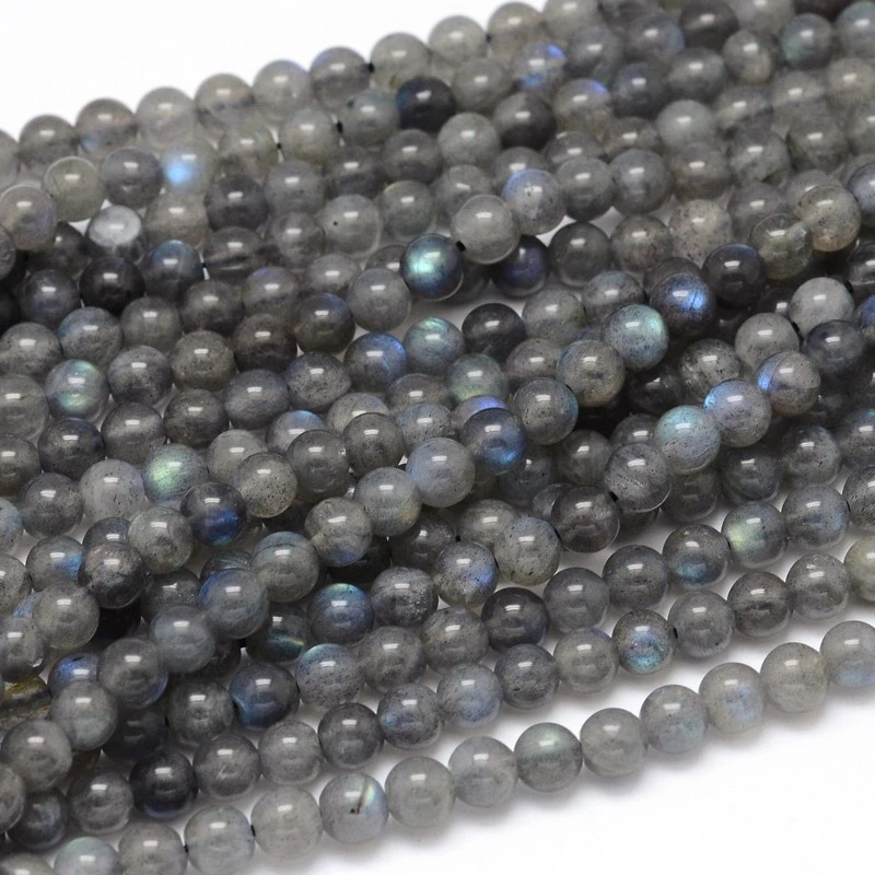 Labradorit, kvalita AA, 6-6,5 mm, půlšňůra 19 cm