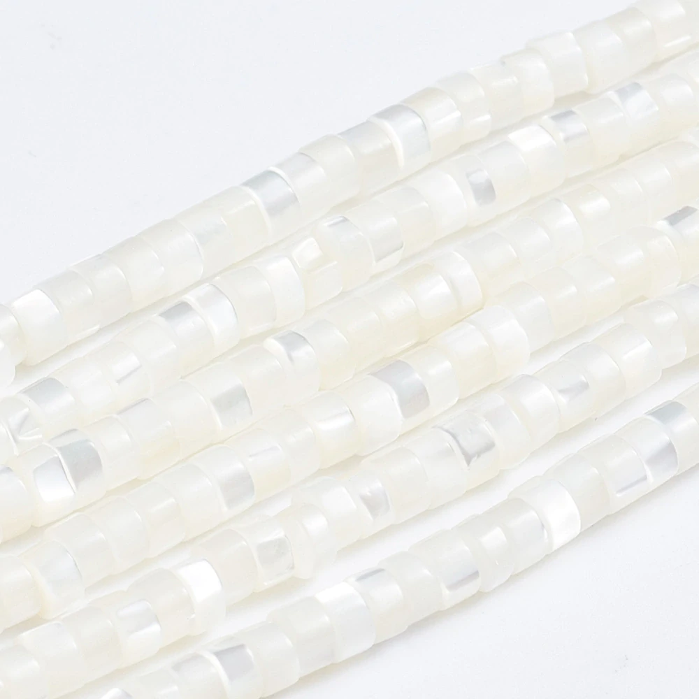 Rondelky z mušloviny, 3,5-4 mm, šňůra 38 cm