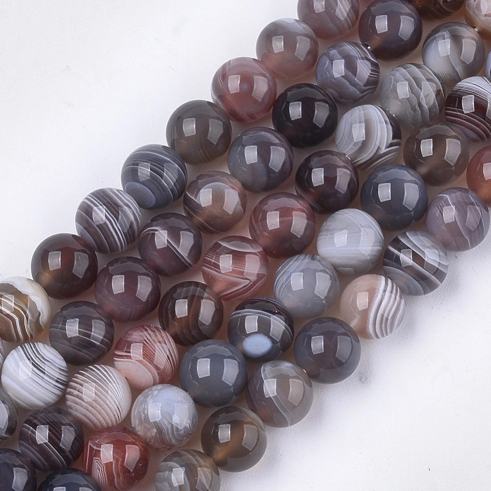 Achát botswanský, 8 mm, půlšňůra 19 cm (cca 23 korálků)