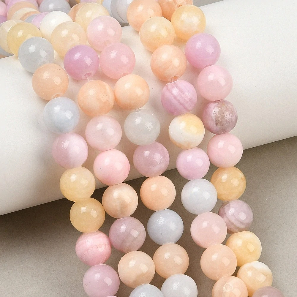 Jadeit - jarní mix, 8-8,5 mm, šňůra 38 cm (cca 46 korálků)