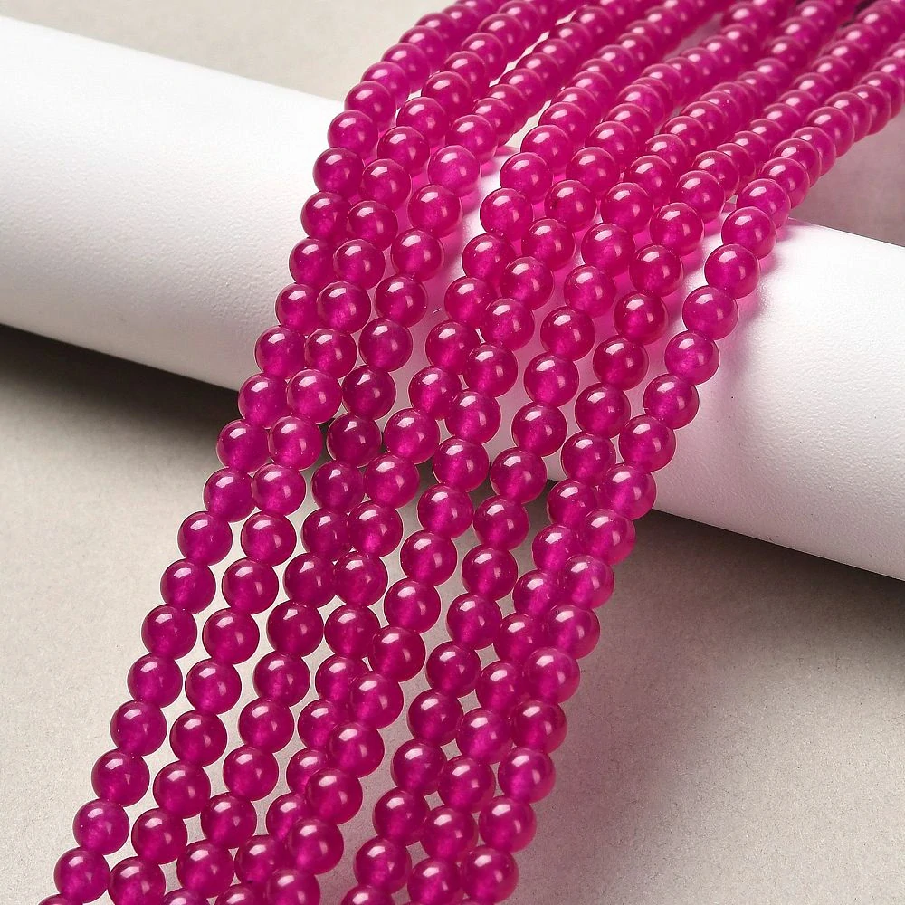 Jadeit tmavě růžový, 4-4,5 mm, šňůra 38 cm (cca 92 korálků)