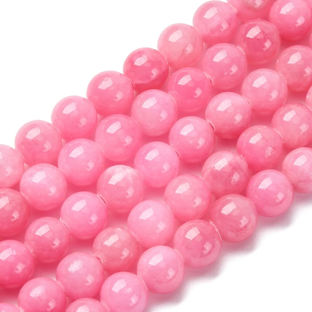 Jadeit růžový, 8 mm, šňůra 38 cm (cca 46 korálků)