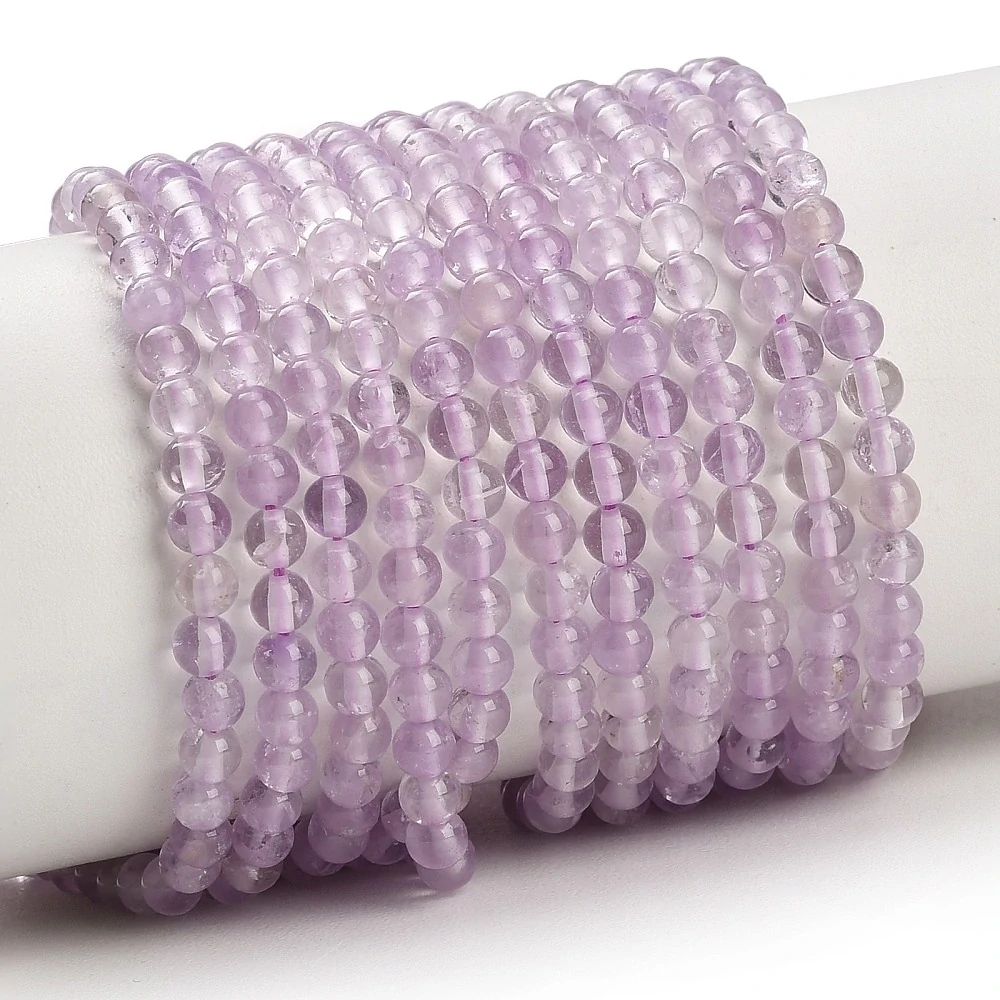 Ametyst levandulový, 4-4,5 mm, šňůra 38 cm (cca 90 korálků)