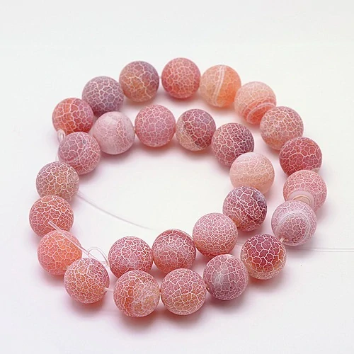 Achát ledový oranžový, 8 mm, šňůra 38 cm (cca 46 korálků)