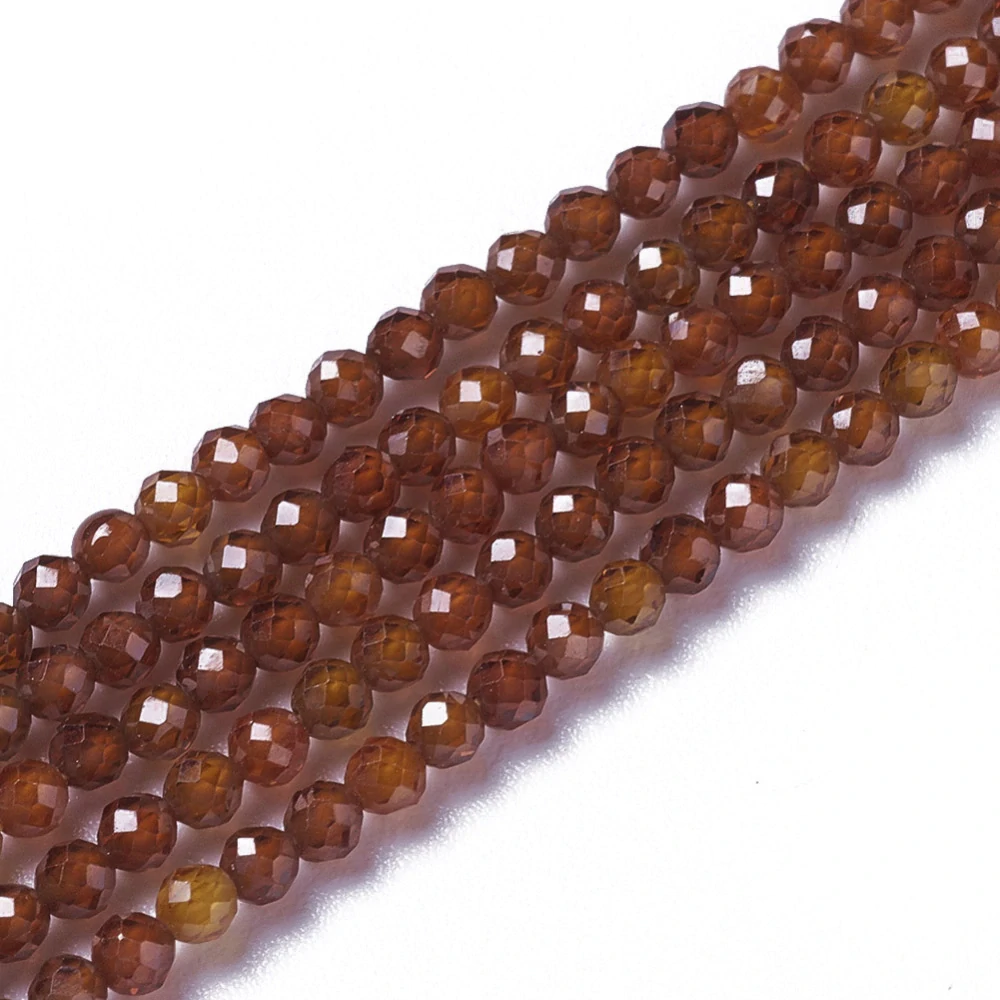 Kubické zirkony tmavě oranžové, 3 mm, šňůra 37 cm