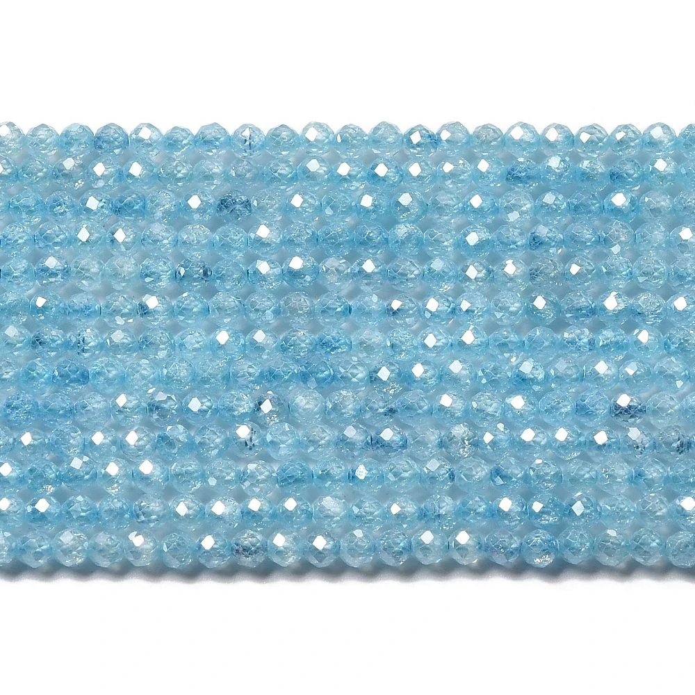 Kubické zirkony praskané - světle modré, 3 mm, šňůra 37 cm