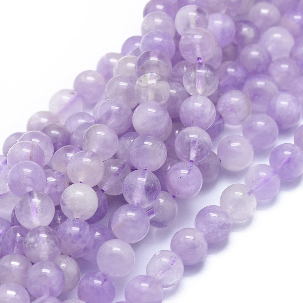 Ametyst levandulový, 8 mm, šňůra 38 cm (cca 48 korálků)