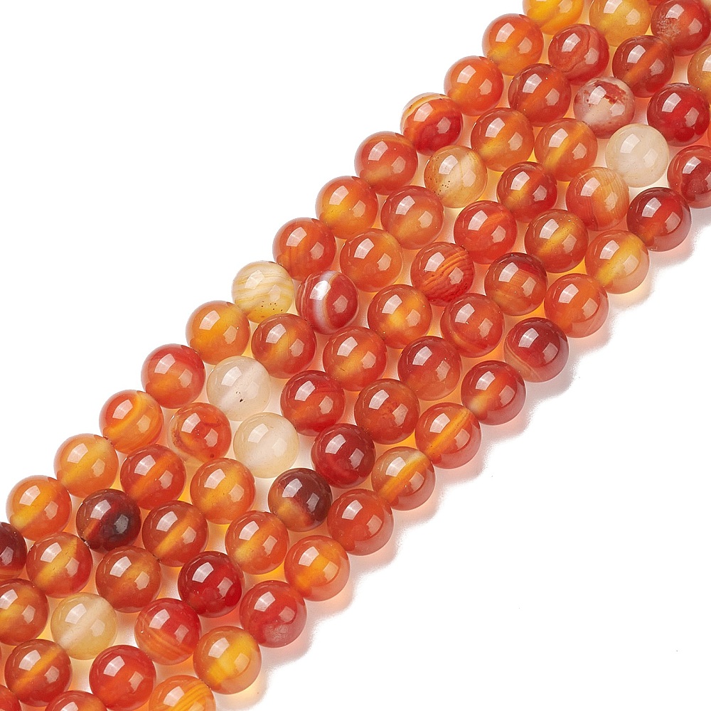 Karneol, 8 mm, šňůra 38 cm (cca 48 korálků)