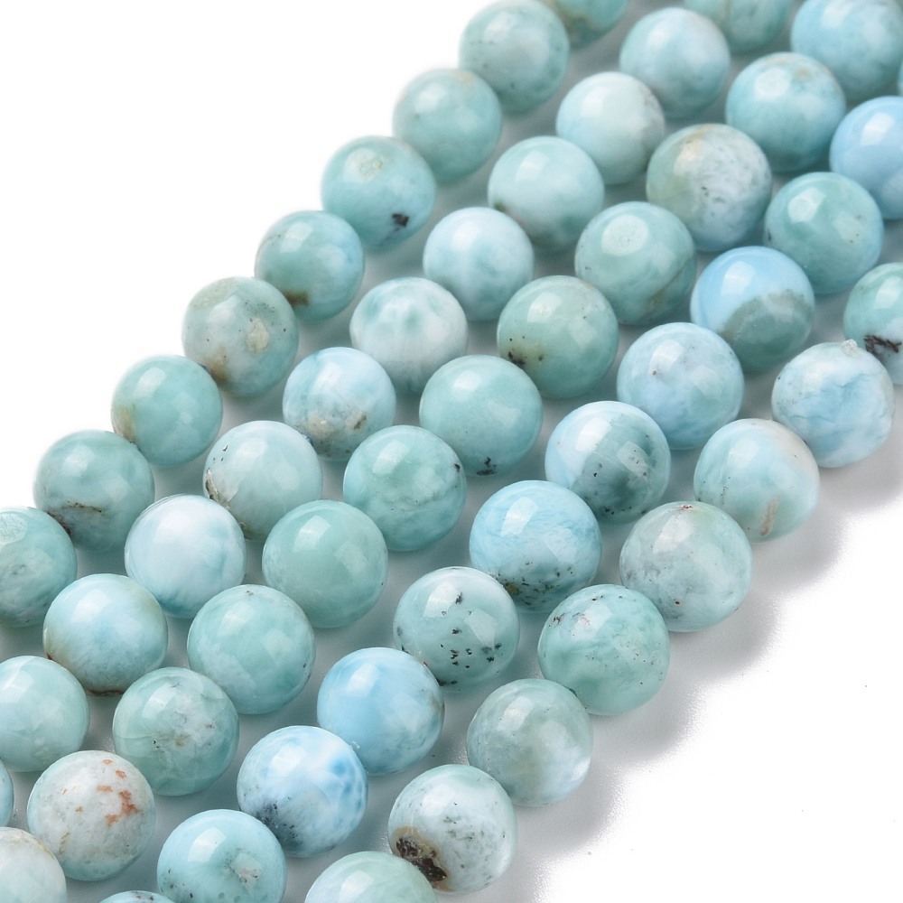 Larimar, 6 mm, půlšňůra 19 cm (cca 31 korálků)