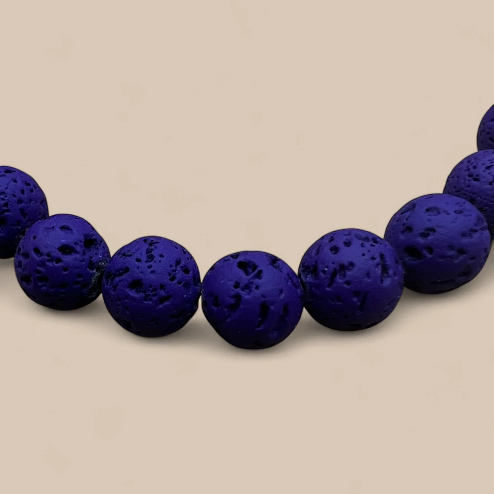 Láva tmavě modrá, 8 mm, půlšňůra 19 cm (cca 23 korálků)