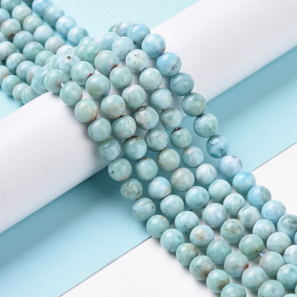 Larimar, 7 mm, půlšňůra 19 cm (cca 29 korálků)
