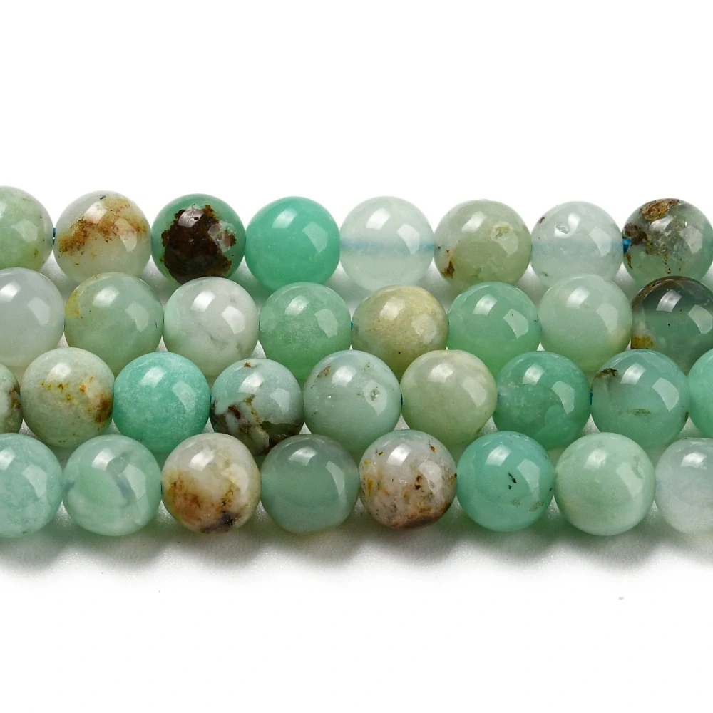 Chryzopras, 4,5-5 mm, půlšňůra 19 cm (cca 23 korálků)