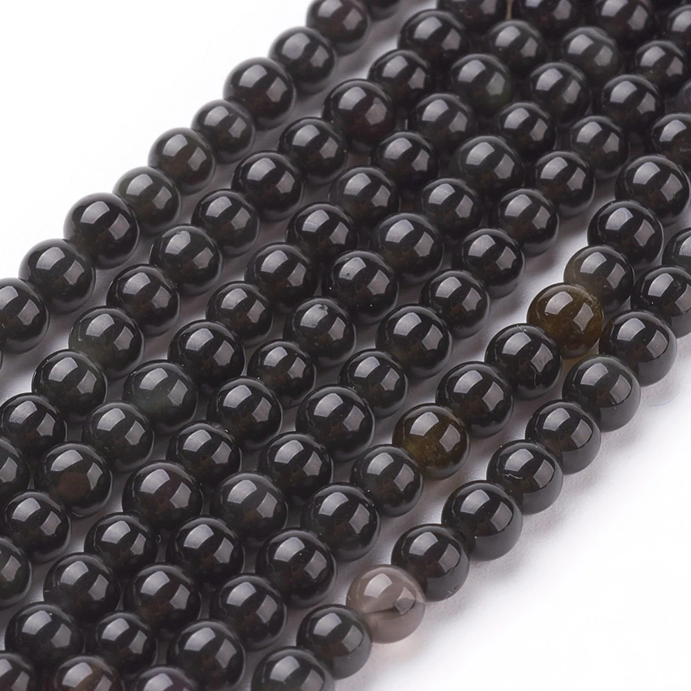 Obsidián černý, kvalita AA, 4-4,5 mm, balení 5 ks