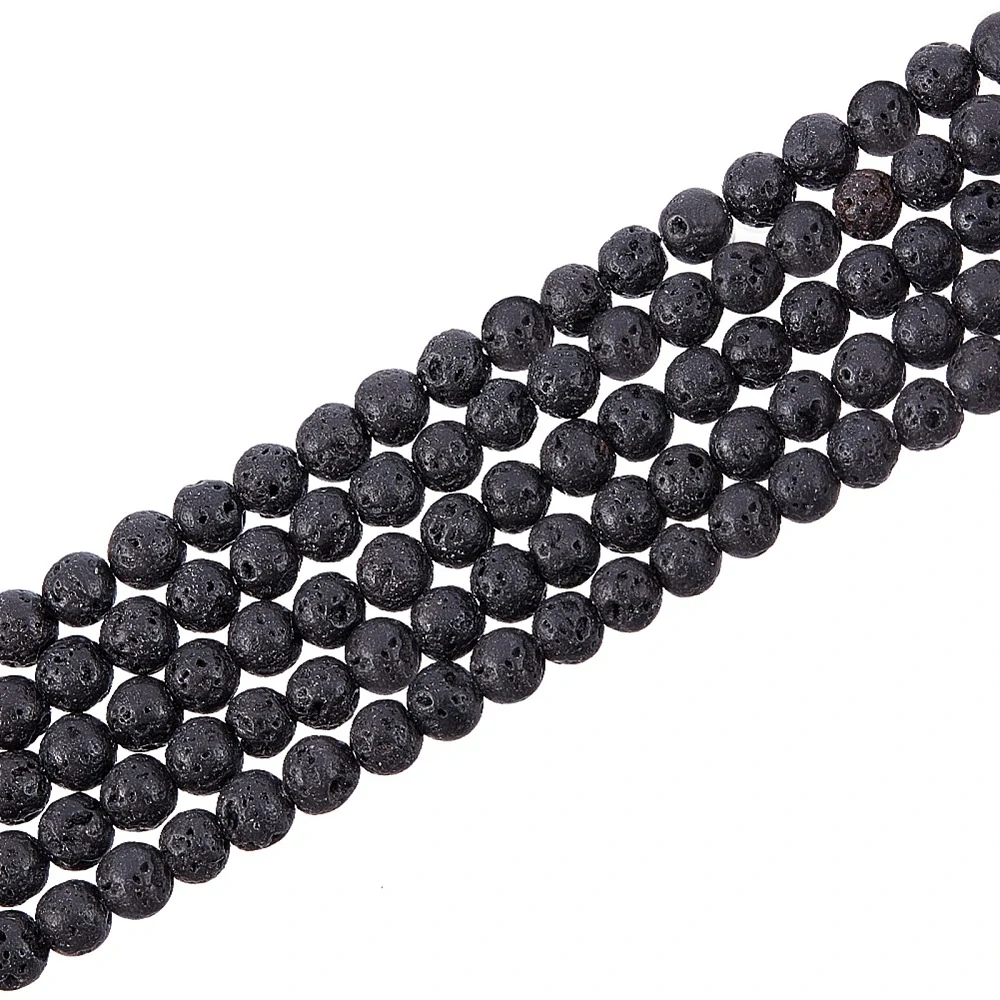 Láva, 4-5 mm, šňůra 38 cm (cca 94 korálků)
