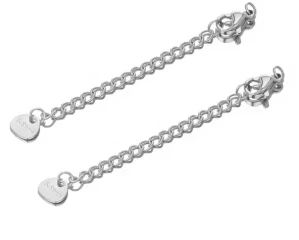 Prodlužovací řetízek s karabinkou, stříbrný - ocel, 5 cm 