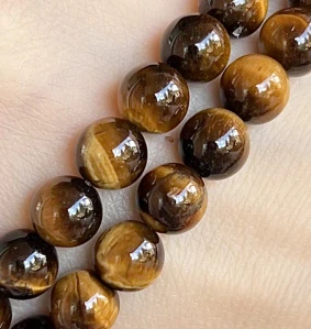 Tygří oko, kvalita A, 8 mm, šňůra 38 cm (cca 46 korálků)