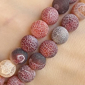 Achát ledový mix barev, 8 mm, šňůra 38 cm (cca 46 korálků)