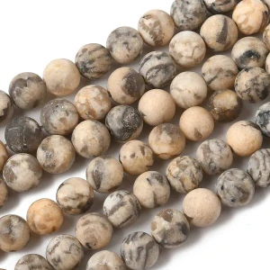 Živec matný, 8 mm, šňůra 38 cm (cca 46 korálků)