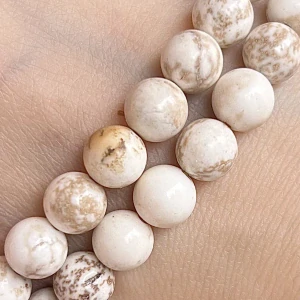 Magnezit žíhaný 7-8 mm, šňůra 38 cm (cca 47 korálků)