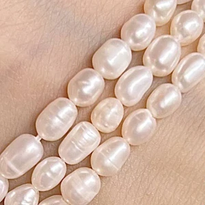 Říční perly, 5,5-7 mm, půlšňůra 18 cm