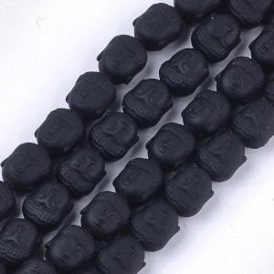 Hematitový korálek Buddha černý matný, 10 mm