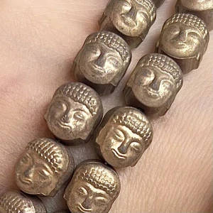 Hematitový korálek Buddha staro bronzový, 10 mm, 1 ks