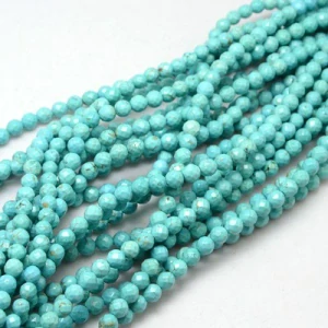 Tyrkenit fasetovaný rondelky, 3-3,5x2 mm, šňůra 38 cm (cca 95 ks)