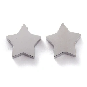 304 Nerezový korálek Hvězda, stříbrný, 9,5 mm