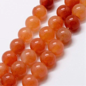 Avanturín červený; 8-8,5 mm, šňůra 38 cm (cca 46 korálků)