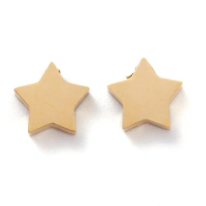 304 Nerezový korálek Hvězda, zlatý, 9,5 mm