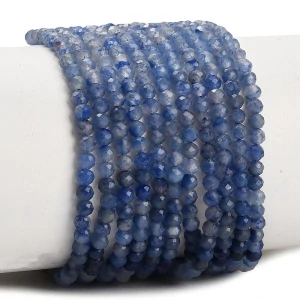 Avanturín modrý fasetovaný, 3-3,5 mm, šňůra 38 cm (cca 128 korálků)