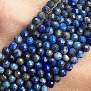 Lapis lazuli, 3-3,5 mm, fasetovaný, šňůra 38 cm (cca 144 korálků)