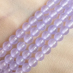 Jadeit světle fialový, 4-4,5 mm, šňůra 38 cm (cca 92 korálků)