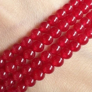 Jadeit červený, 4-4,5 mm, šňůra 38 cm (cca 92 korálků)