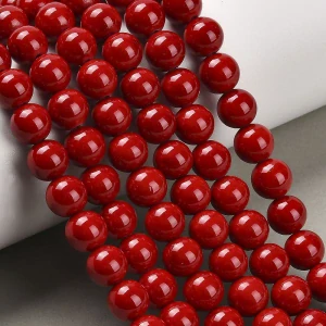 Jadeit červený, 8 mm, šňůra 38 cm (cca 50 korálků)