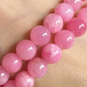 Jadeit růžový, 8 mm, šňůra 38 cm (cca 46 korálků)