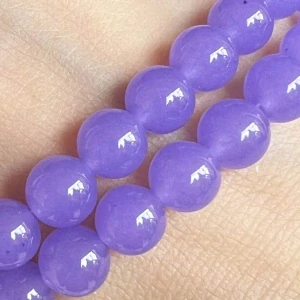 Jadeit tmavě fialový, 8 mm, šňůra 38 cm (cca 46 korálků)