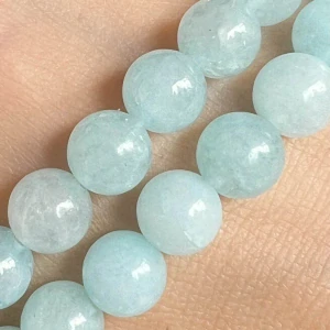 Jadeit tyrkysový barvený, 8 mm, šňůra 38 cm (cca 46 korálků)