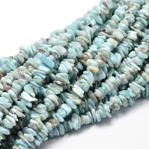 Larimar zlomky, 10-13 mm, šňůra 38 cm