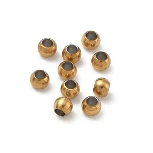 Ocelový korálek zlatý 2x1,5 mm, balení 10 ks