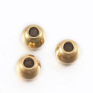 Ocelový korálek zlatý, 3x2,5 mm, balení 10 ks