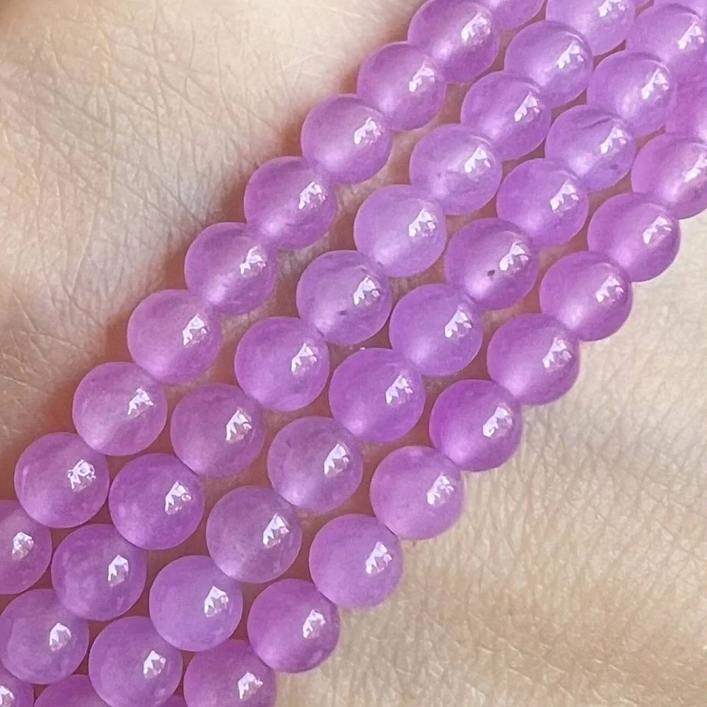 Jadeit světle fialový barvený, 4-4,5 mm, šňůra 38 cm (cca 92 korálků)