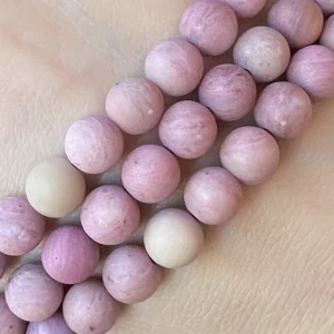 Rodonit matný, 6 mm, šňůra 38 cm (cca 60 korálků)