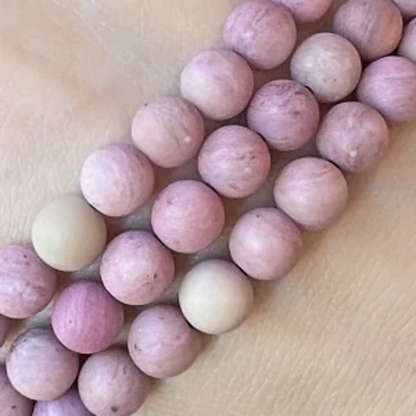 Rodonit matný, 6 mm, šňůra 38 cm (cca 60 korálků)