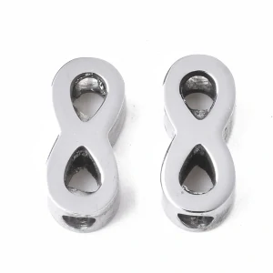 304 Nerezové Nekonečno, stříbrné, 10x4 mm
