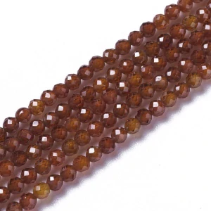 Kubické zirkony tmavě oranžové, 3 mm, šňůra 37 cm