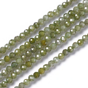 Kubické zirkony zelené, 3 mm, šňůra 37 cm