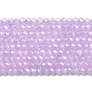 Kubické zirkony levandulové, 3 mm, šňůra 37 cm