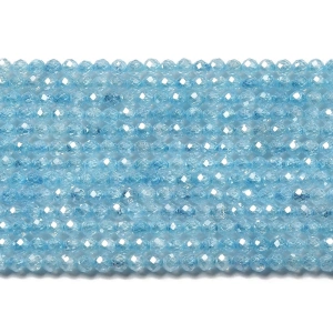 Kubické zirkony praskané - světle modré, 3 mm, šňůra 37 cm