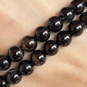 Achát černý, 8 mm, balení 5 ks